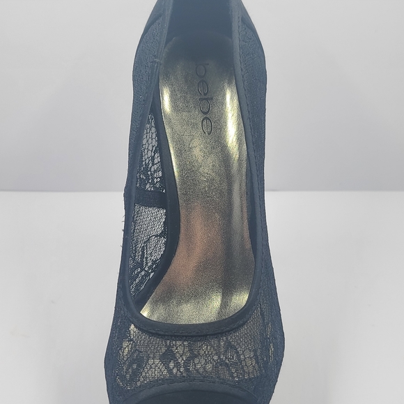 BEBE Black Lace Stiletto Open Toe - Picture 7 of 8